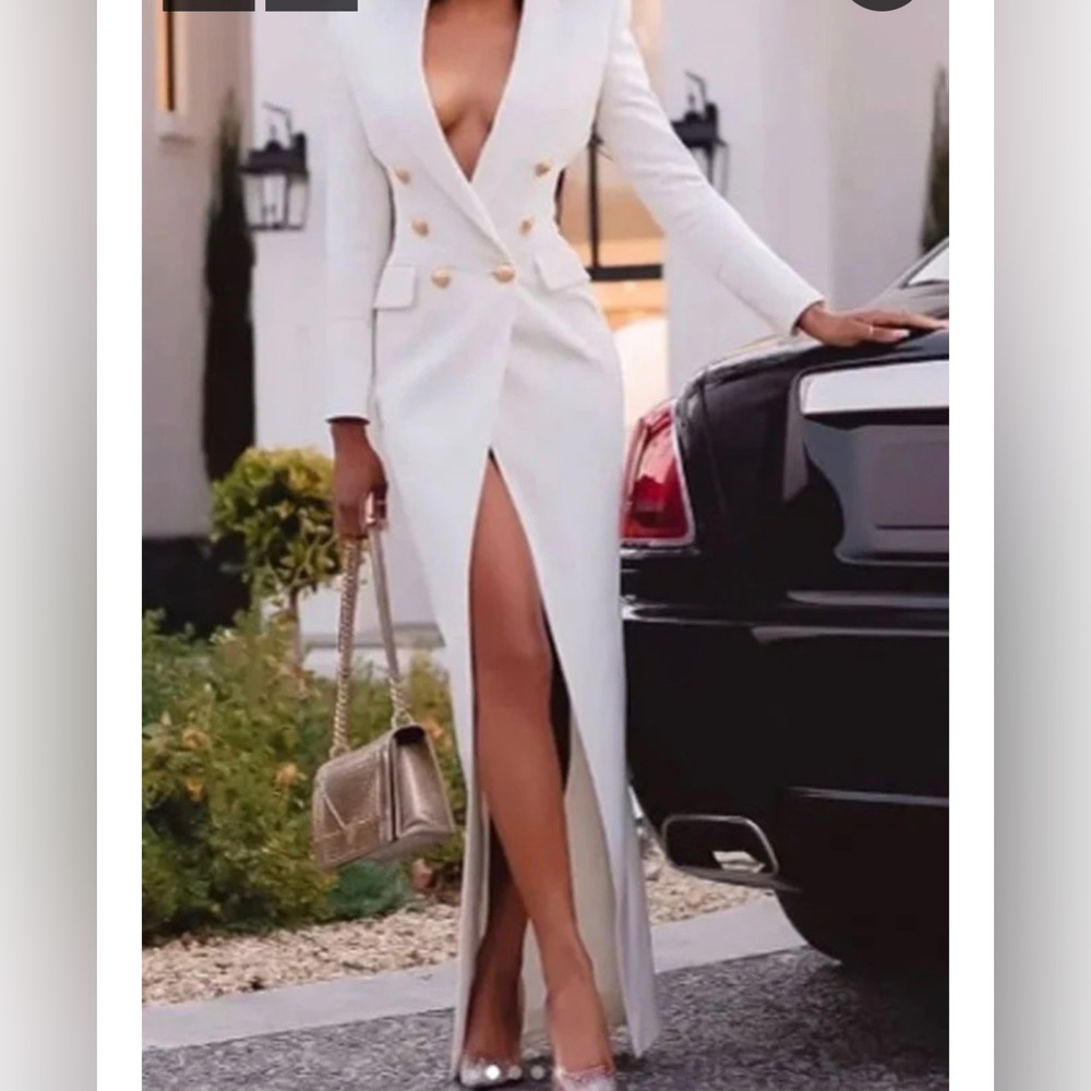 Brand new long white blazer dress